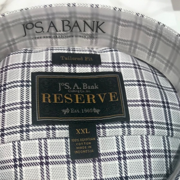 Men's Jos.A.Bank Reserve 100's 2-ply Egyptian Cotton Break Resist Buttons Sz XXL - Picture 2 of 5